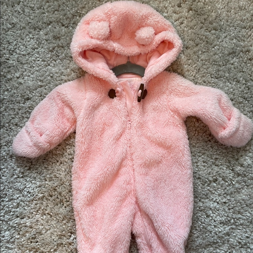 Carters high pile fleece bunting - soft pink (Size 3m)